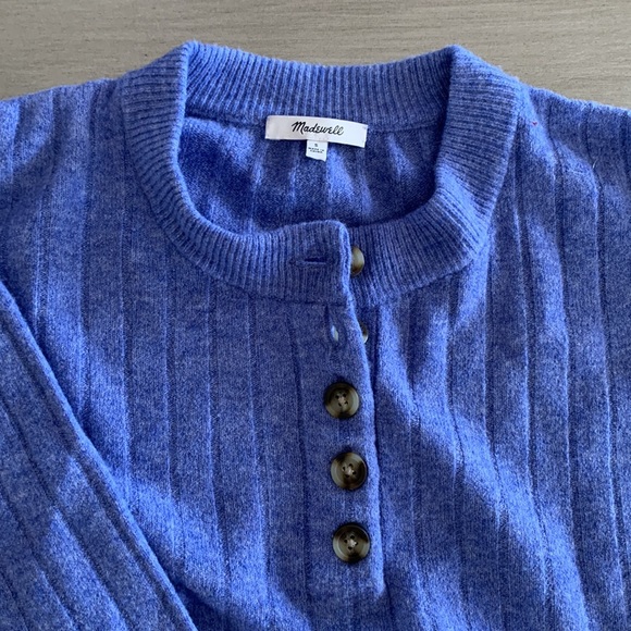 Madewell Blue Bowden Henley Sweater Soft Knit Size S - Picture 2 of 6